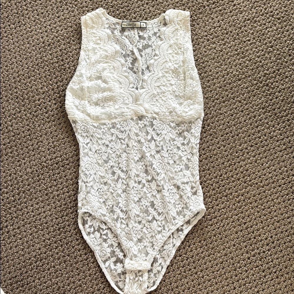 2bella White Lace Bodysuit